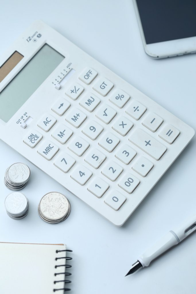 Calculator with coins